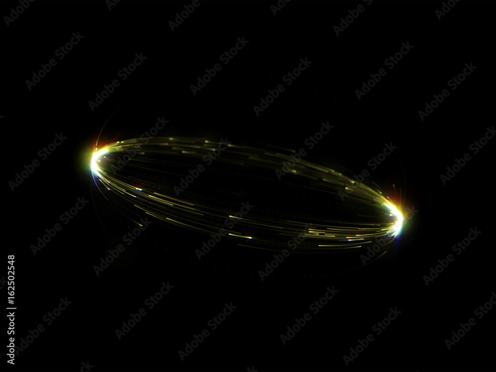 Poster Gold light effect of luminous disk shape of bright circle line in motion.
