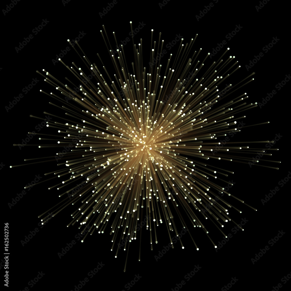 Aufkleber Abstract gold fractral outburst flash background with golden particles