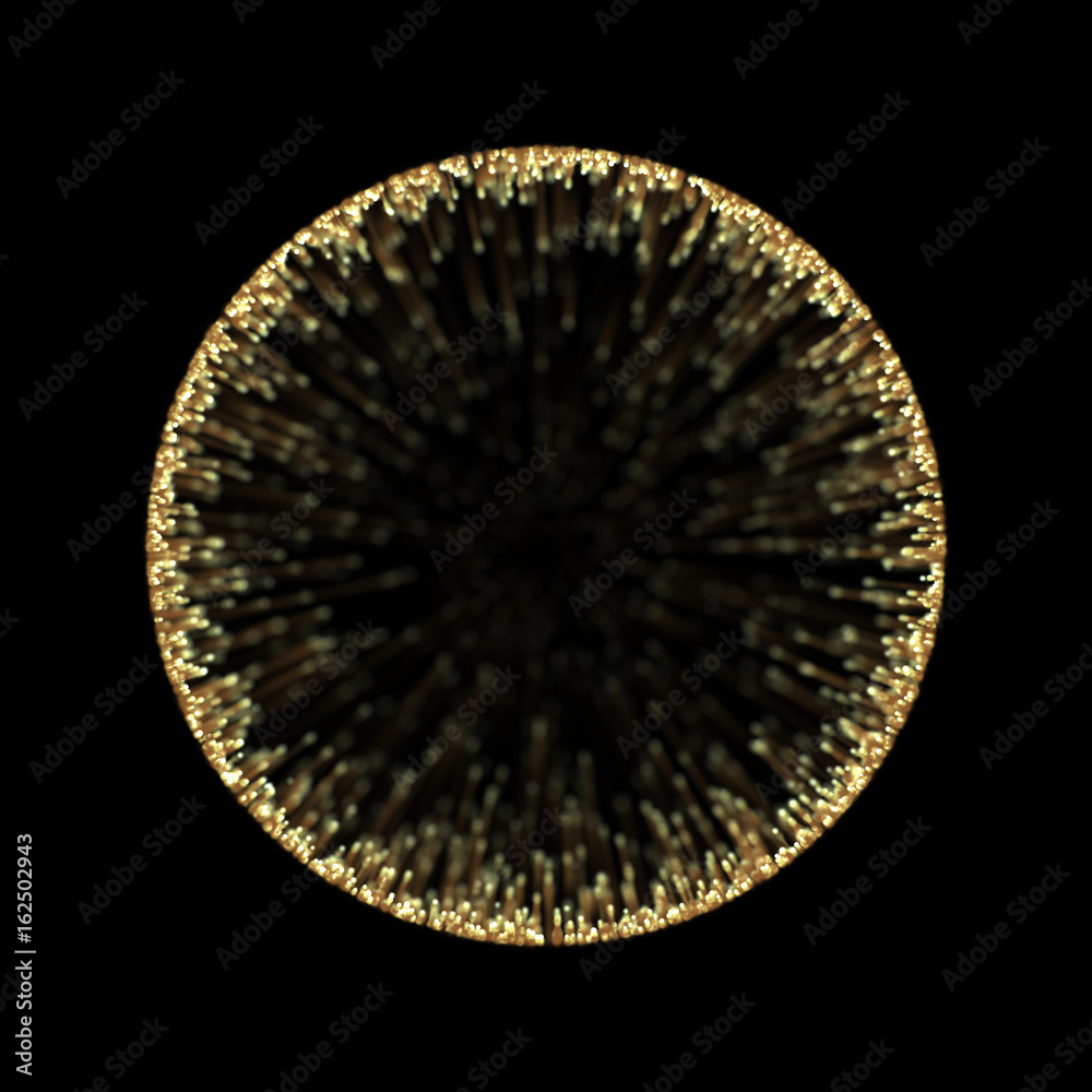Poster gold sphere light frame of abstract neon circle effect background for premium product design.