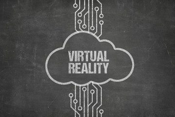 Computer Network Connecting To Virtual Reality Text In Cloud