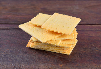 Tasty biscuits on wood