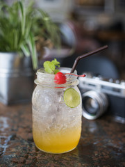 set of italian soda in coffee shop cafe