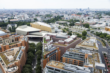 Fototapeta na wymiar Berlin Concert Hall and Skyline from Above