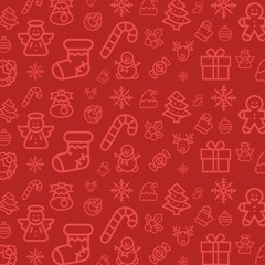 Christmas icon set pattern. Christmas seamless vector flat background