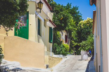 A narrow street in Athens, Greece