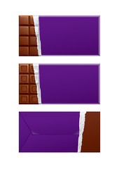 Chocolate blank package. Purple wrapper 