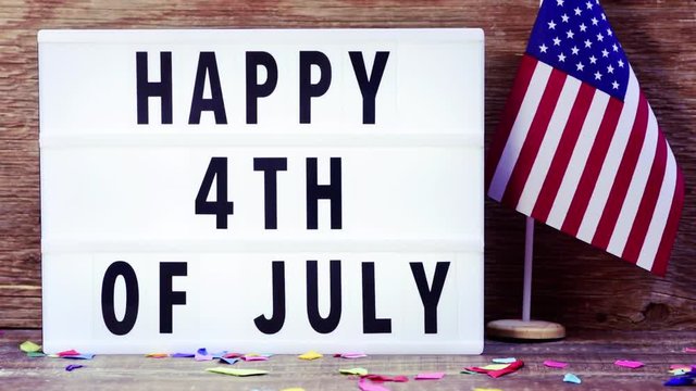 text happy 4th of july in a lightbox