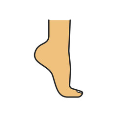 Woman's foot standing on tiptoe color icon