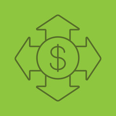 Money spending color linear icon