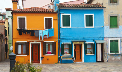 Courtyard between houses on the island of Burano near Venice