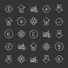 Economics chalk icons set