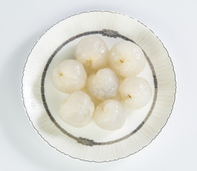 The Skinned litchi isolated on white background

