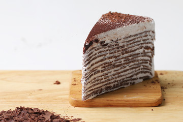 Chocolate cake and cocoa powder