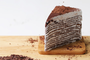 Chocolate cake and cocoa powder