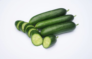 Cucumbers on white background