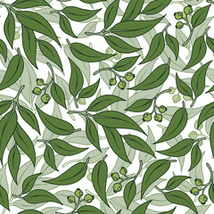 Seamless green leaf pattern.