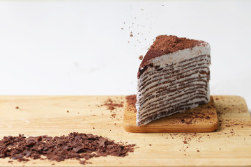 Chocolate cake and cocoa powder