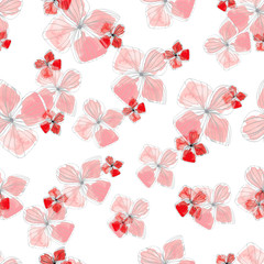 Red Flowers Painted In Watercolor. Creation. Decoration