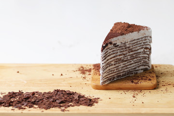 Chocolate cake and cocoa powder