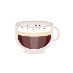  offee with cream foam in glass coffee cup vector Illustration