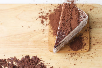 Chocolate cake and cocoa powder