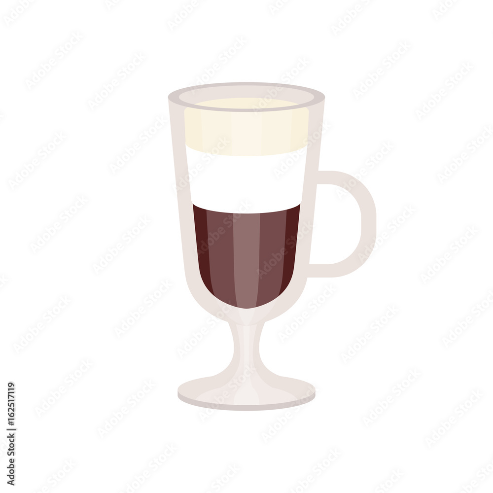 Wall mural  offee with cream foam in irish coffee mug vector Illustration