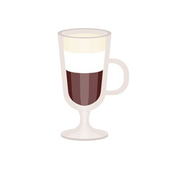  offee with cream foam in irish coffee mug vector Illustration