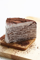 Chocolate cake and cocoa powder