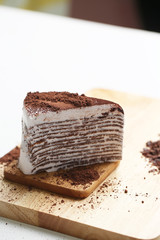 Chocolate cake and cocoa powder