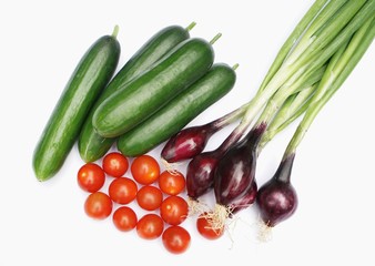 Fresh organic vegetables on white background