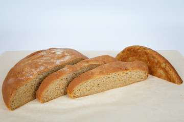 Object photography of freshly baked bread cut into slices