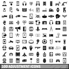 100 adjustment icons set, simple style 