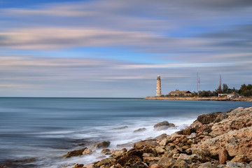 Fototapeta na wymiar Crimea. Old lighthouse at Cape Chersonese