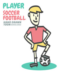 player soccer football Hand Drawn cartoon vector, Design Elements. Vector Illustration.