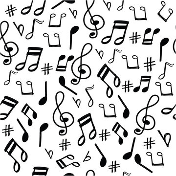 music note pattern with doodle style