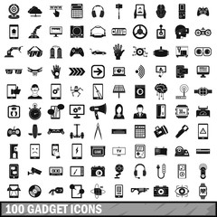 100 gadget icons set, simple style 