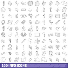 100 info icons set, outline style