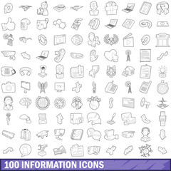 100 information icons set, outline style