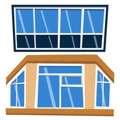 Different types house windows elements flat style frames construction decoration apartment vector illustration.
