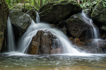 Krok-E-Dok waterfall and rain forest on mountain in Khao Yai National park, Thailand.