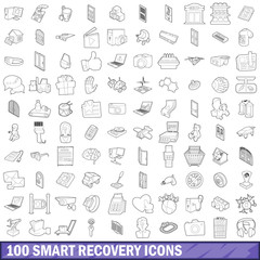 100 smart recovery icons set, outline style