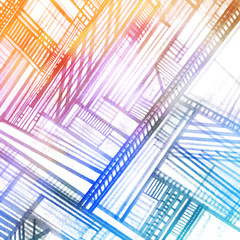 Colorful abstract lines, constructionism art style.