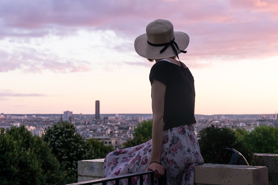 Coucher de soleil sur Paris depuis le parc de Belleville