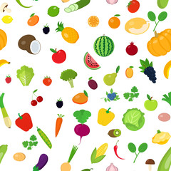 Seamless pattern fruits and vegetables.
