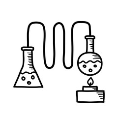 Distillation kit drawing on white background