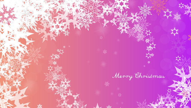Christmas background with white snowflakes and Merry Christmas text - light version