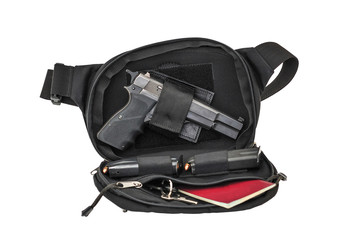 City tactical bag for concealed carrying weapons with a gun inside
