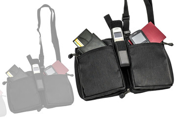 City tactical bag for concealed carrying weapons with a gun inside