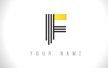 F Black Lines Letter Logo. Creative Line Letters Vector Template.