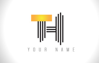 TH Black Lines Letter Logo. Creative Line Letters Vector Template.